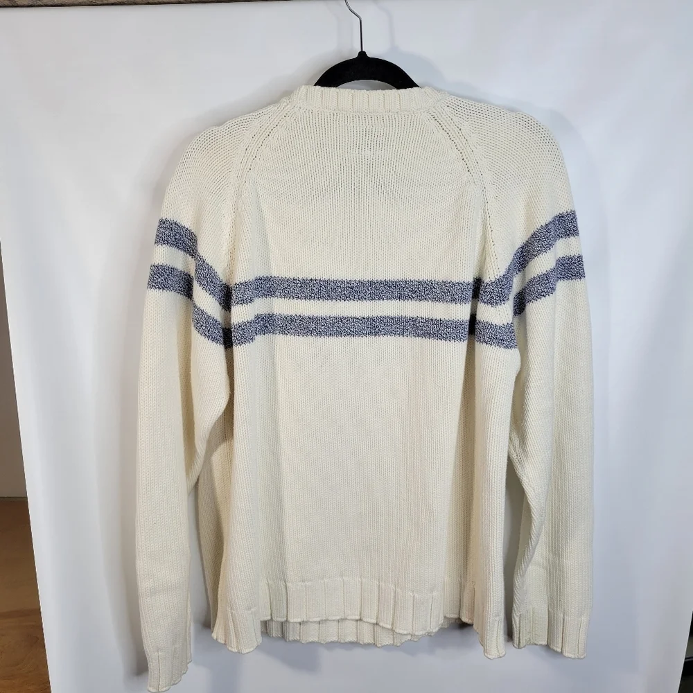 Mens Tommy Hilfiger 97% Cotton Sweater Cream/Marled Blue Size XL